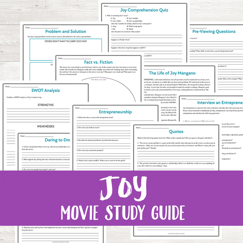 Joy Movie Study  <h5><b>Grades:</b> 7-12</h5>