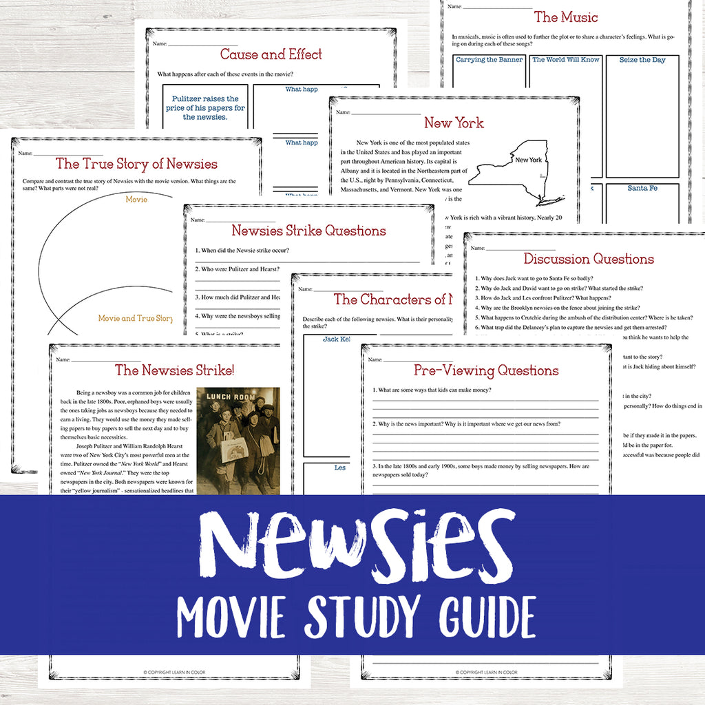 Newsies Movie Study <h5><b>Grades:</b> 4-7 </h5>