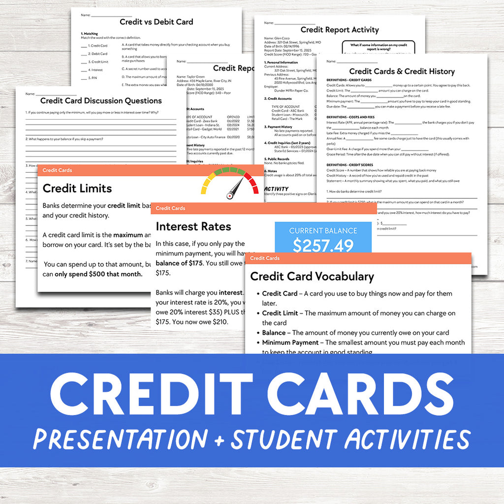 Credit Cards Introduction (Presentation and Student Activities)