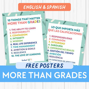 10 Things That Matter More Than Grades (English and Spanish)