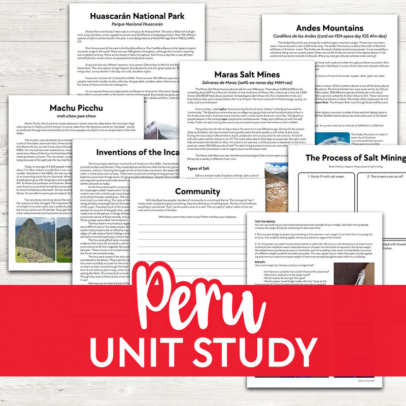 Peru Geography Unit Study