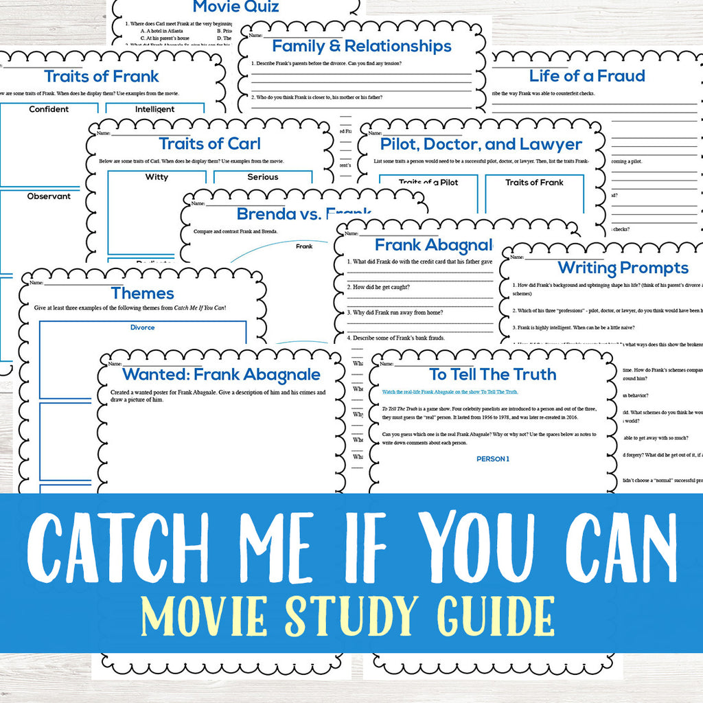 Catch Me If You Can Movie Study  <h5><b>Grades:</b> 8-10 </h5>