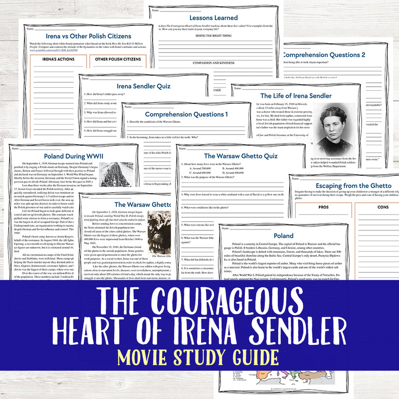 The Courageous Heart of Irena Sendler Movie Study <h5><b>Grades:</b> 6-8 </h5>