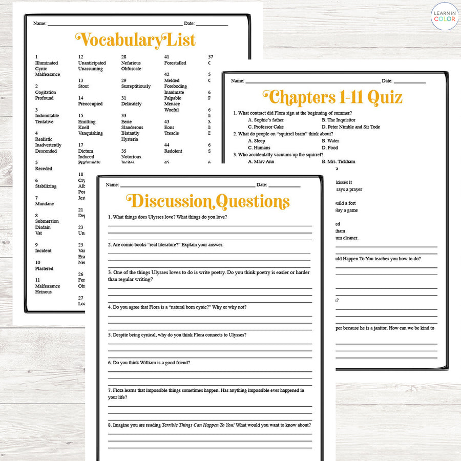 Flora and Ulysses Novel Study Grades 47 Learn in Color