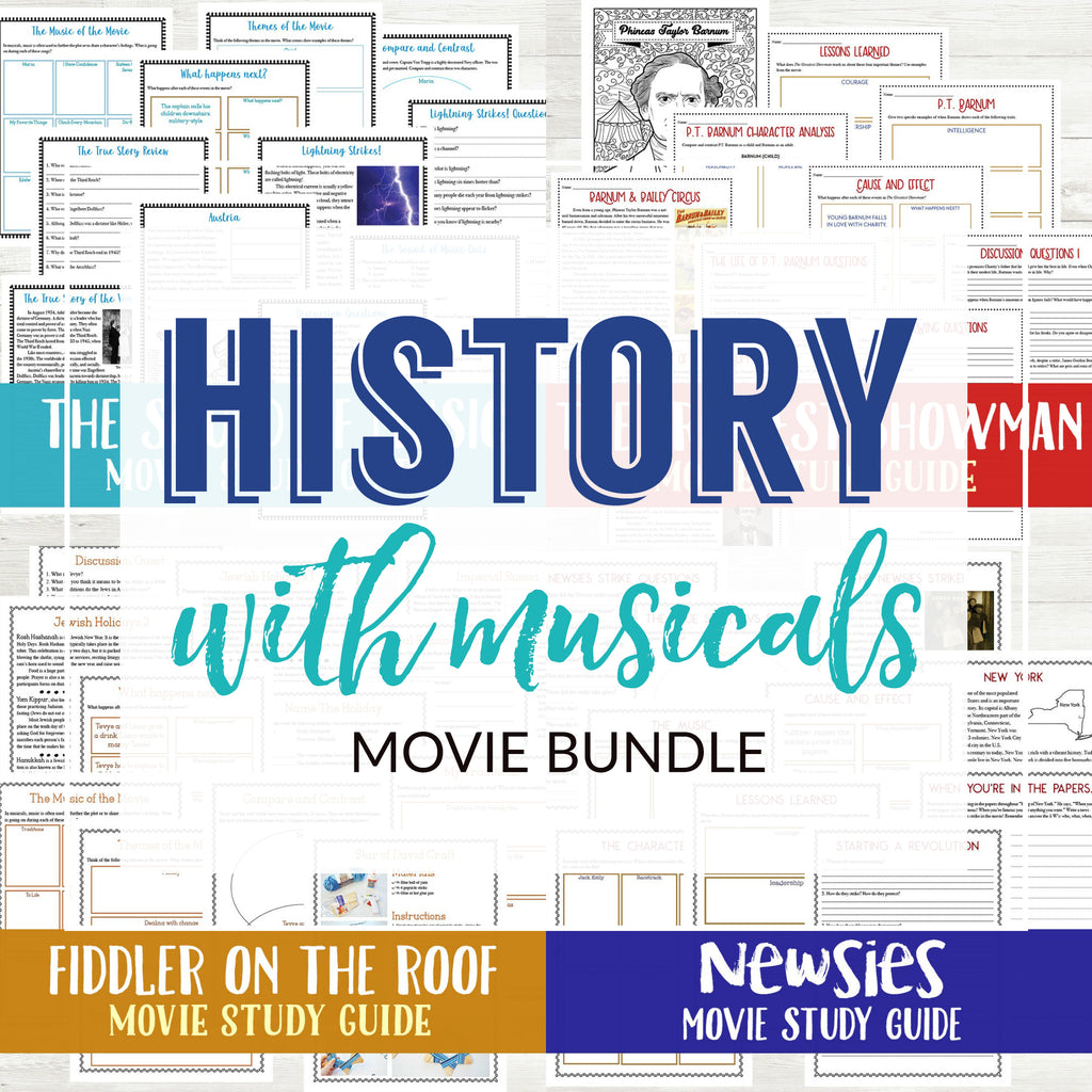 History with Musicals Movie Study Bundle  <h5><b>Grades:</b> 4-8 </h5>