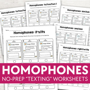 Homophones No-Prep Text Message Editing Activity