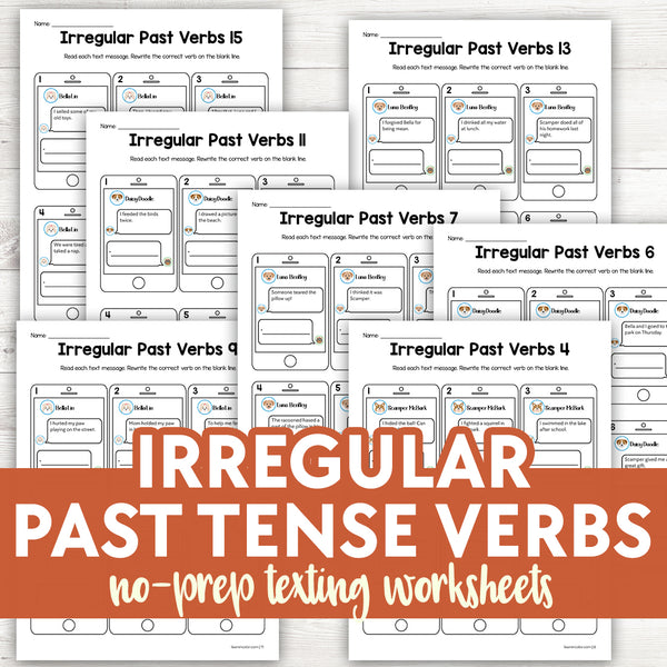 Irregular Past Tense Verbs No-Prep Texting Activity – Learn in Color