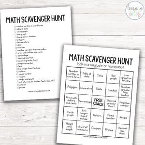 Math Scavenger Hunt <h5><b>Grades:</b> 3-6 </h5>