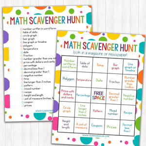 Math Scavenger Hunt <h5><b>Grades:</b> 3-6 </h5>