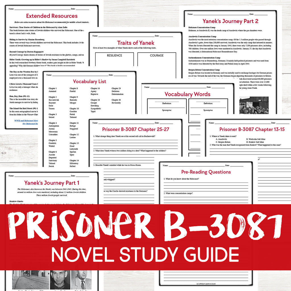 Prisoner B-3087 Novel Study <h5><b>Grades:</b> 5-8 </h5>