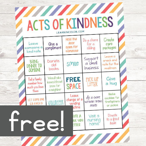 Random Acts of Kindness Bingo <h5><b>Grades:</b> 2-5 </h5>