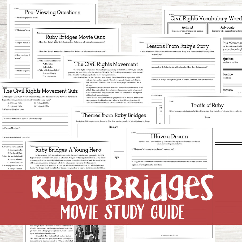 Ruby Bridges Movie Study<h5><b>Grades:</b> 3-6 </h5>