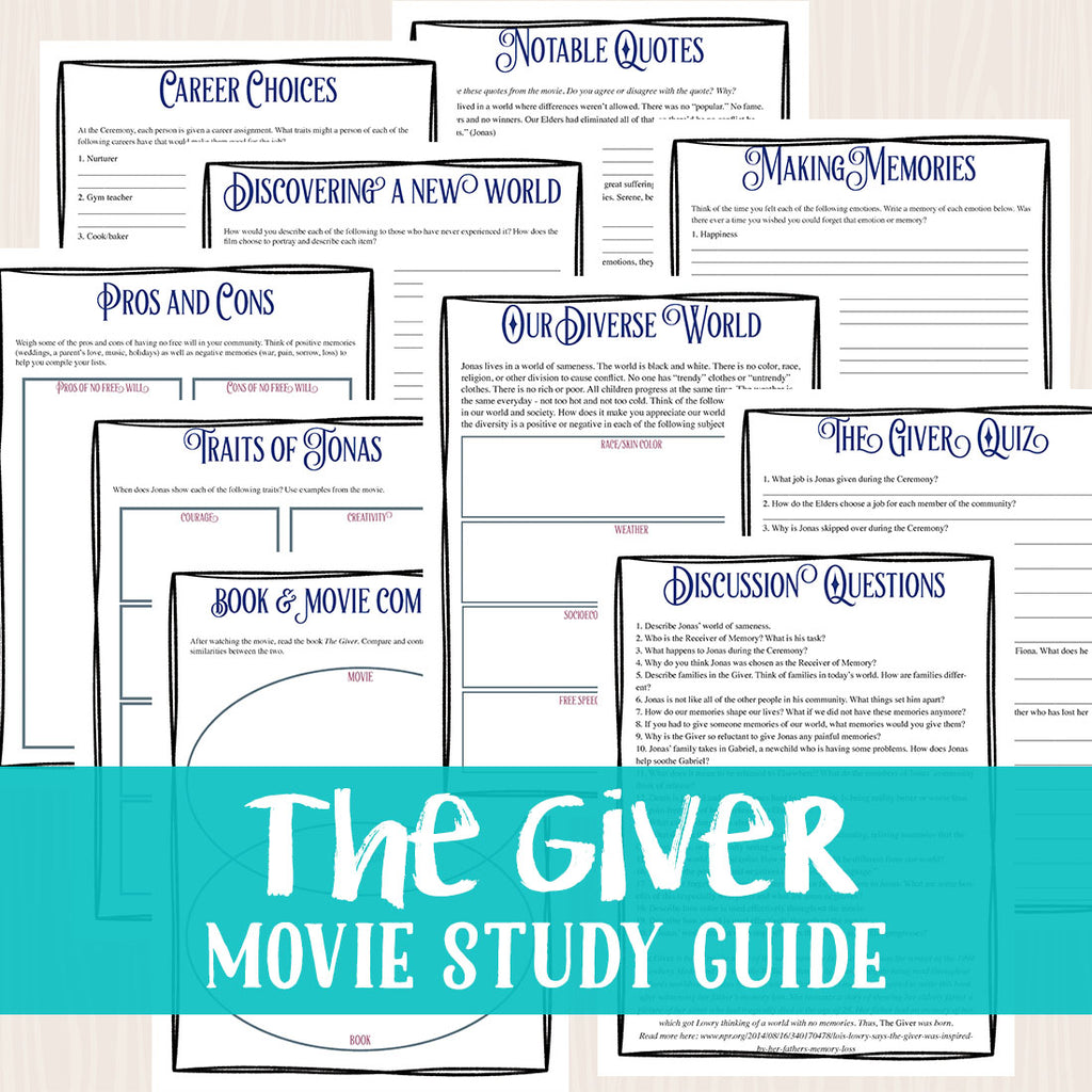 The Giver Movie Study <h5><b>Grades:</b> 5-10 </h5>