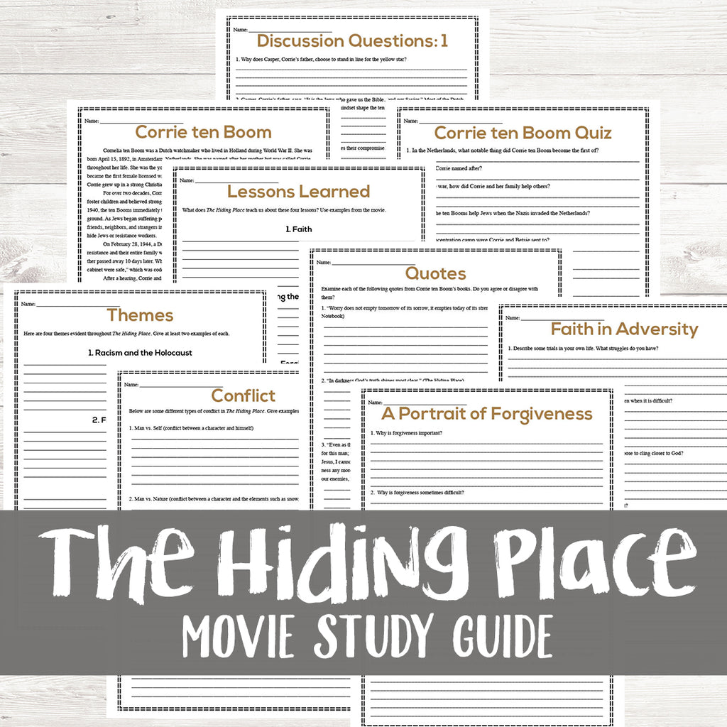 The Hiding Place Movie Study <h5><b>Grades:</b> 5-9 </h5>
