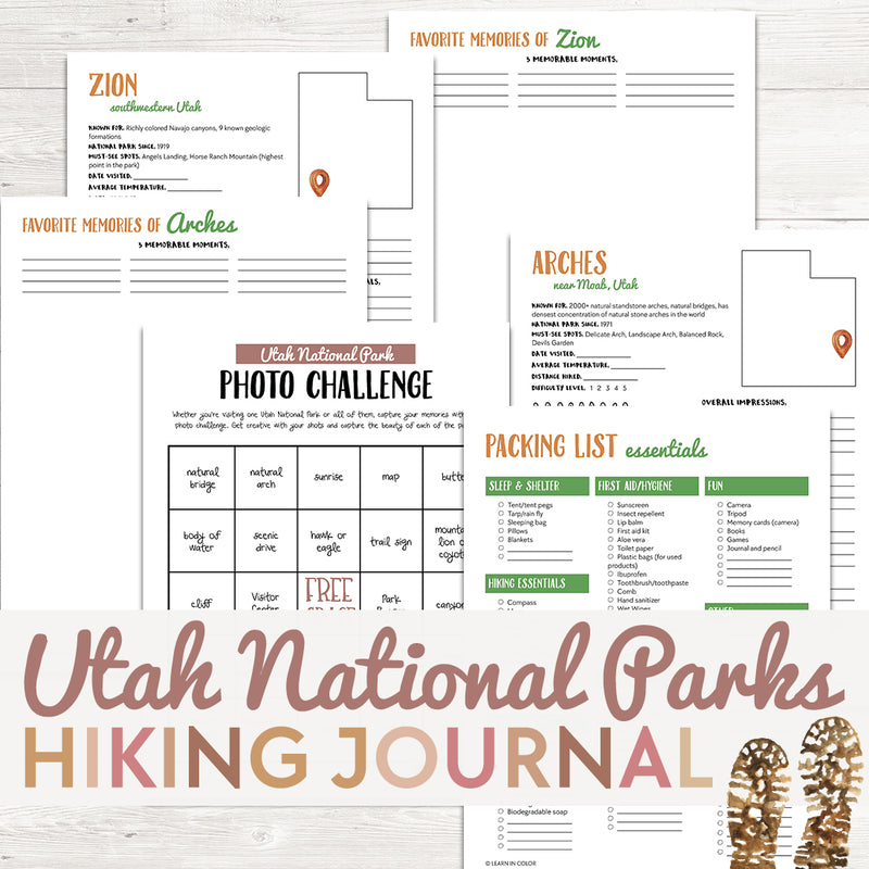 Utah National Parks Reflective Hiking Journal