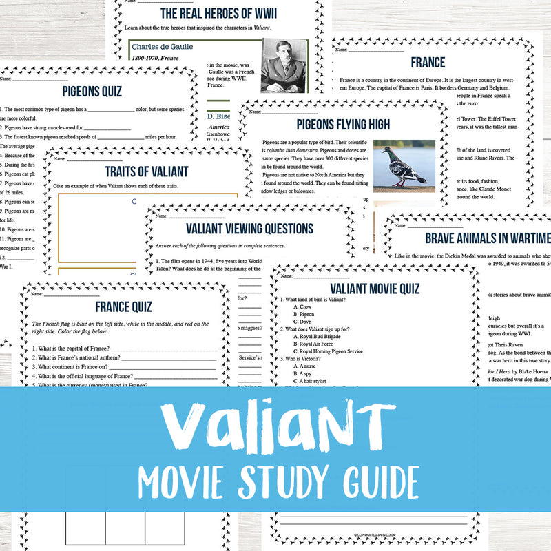 Valiant Movie Study <h5><b>Grades:</b> 4-6 </h5>